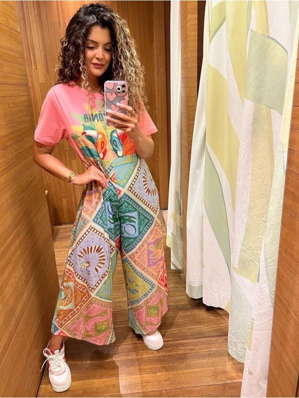Farm Rio Pink Multicolor Patchwork Maxi Dress - Lightweight Short Sleeve - Picture 2 of 2